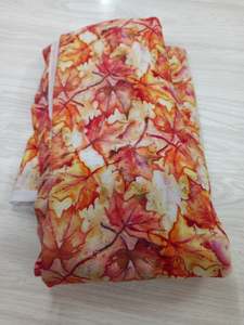 All Fabric: Autumn Leaves Bamboo Spandex - 1 metre remnant