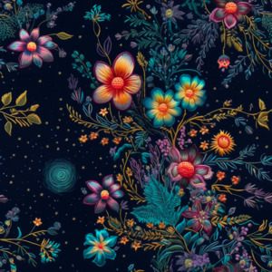Embroidery Space Flowers - Custom Print