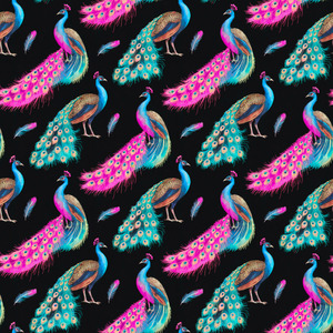 Neon Peacocks - Custom Print