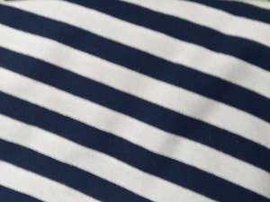 Ink/white strpes Cotton Spandex - 1 metre remnant