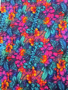 Neon Flowers - Cotton Spandex printed - 50cm