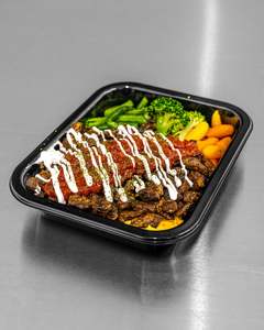 Grilled Beef Shawarma with Saffron Rice