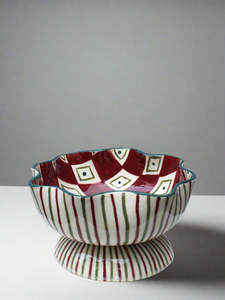 Original And Limited Edition Ceramics: SECOND One of a Kind Burgundy and Green Bowl