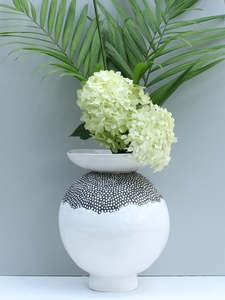 Large Black and White Ceramic Vessel - One of a kind