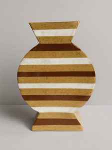 Large Brown and White Striped Vessel