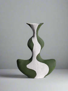 Pre Order: Olive Green Groovy Vase
