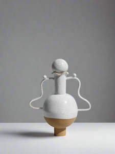 White Vessel with a Wiggle Handle and Stopper