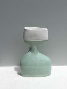 Balancing Green: Hour Vessel in Sage Green and White