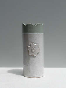 Sage and White Daisy Vase