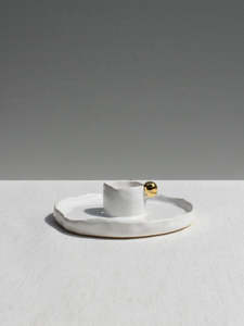 Candles And Candle Holders: Ceramic Candle Holder with a Gold Ball