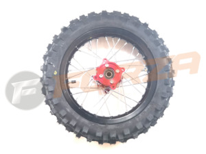 0 04 Cbm: FORZA 12 inch Rear Disc Wheel with Tyre, Tube, 7075 Alloy Black Rim, Red CNC Hub, and 15mm Axle