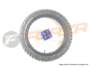 FORZA 17 inch and 14inch Wheel Set with Tyre & Tube, 7075 Alloy Black Rim, and Blue CNC Hub