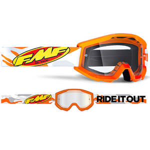 Goggles: FMF PowerCore Adult Goggle with Assault Grey - Clear Lens
