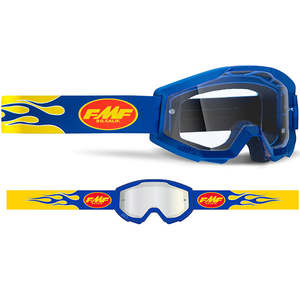 Goggles: FMF PowerCore Adult Goggle with Flame Navy - Clear Lens