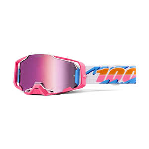 Goggles: **100% Armega HiPER Adult MX Goggle Lefreak w HiPER Pink Mirror Lens