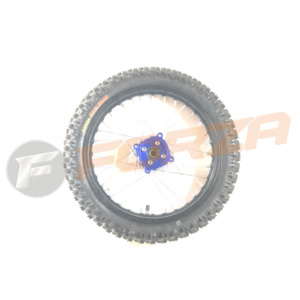 Aftermarket Parts: FORZA 14 inch Front Disc Wheel with Tyre & Tube - 7075 Alloy Black Rim + Blue CNC Hub