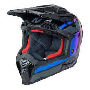 Two Stars Copy: *NITRO 710 Onyx Adult MX Helmet - Black/Pink/Blue