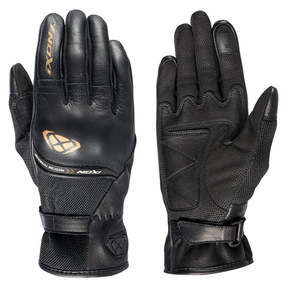 Gloves: IXON RS SHINE 2 Women Urban Leather/Textile Adult Gloves - Black/Gold