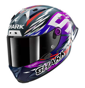 0 03 Cbm: **SHARK AERON GP FIM Racing #2 Replica Zarco Signature 26 Full Face Road Helmet - Carbon/Violet/Chrome