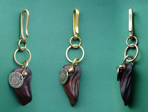 Products: Solid brass & driftwood keyring Fossil Studios