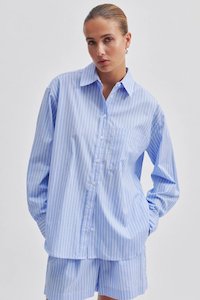 Tops & Shirts: Second Female Amale Shirt - Light Blue Stripe