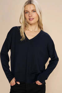 Mos Mosh Tani V Fine Knit - Salute Navy