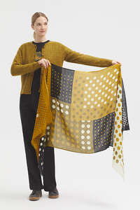 Accessories: Nice Things Patch Dots Print Scarf - Olive Green