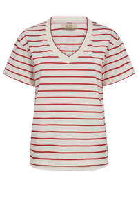 Mos Mosh Nani Stripe T-Shirt Chinese Red