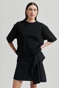 T Shirts: Second Female Ghita Glitter Tee - Black