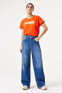 T Shirts: Garcia Orange Print T Shirt