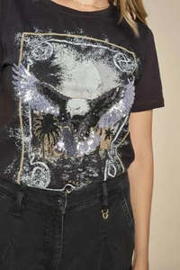 T Shirts: Mos Mosh Elli Short Sleeved Tee - Black