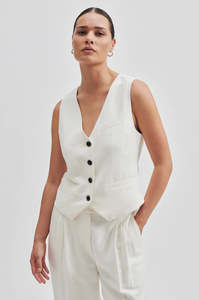 Blazers: Second Female Lino Waistcoat - Antique White