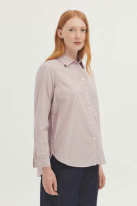 Nice Things: Nice Things Poplin Striped Shirt - Lilac Green