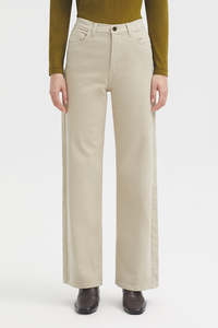 Nice Things Wide Leg Twill Trousers - Mid Stone