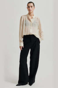 Pants Shorts: Second Female Fique Straight Trouser - Black