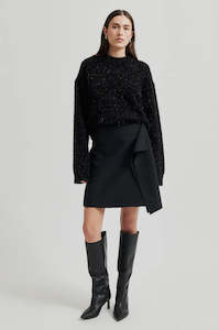 Second Female Lamilla Knit Sweater O-Neck - Black