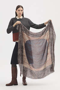 Nice Things Woodgrain Dot Scarf - Melange Grey