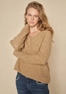 Mos Mosh Thora V Neck Knit - Tannin