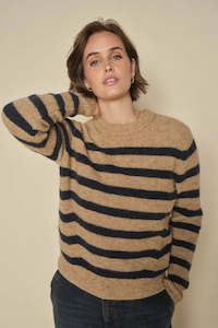 Mos Mosh Thora Stripe Knit Sweater - Tannin