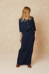 Indie Cold: Indie & Cold Short Sleeve Knitted Cardigan - Marino