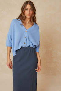 Indie & Cold Short Sleeve Knitted Cardigan - Cielo