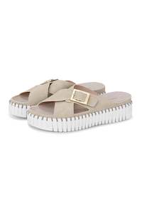 Ilse Jacobsen Platform Cross Over Sandal - Atmosphere White