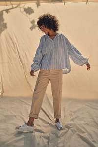 Blouses Tops: Mos Mosh Safi Striped Linen Shirt - Cashmere Blue