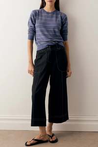 Sweaters Knitwear: POL Sable Long Sleeve Knit Blue/gold