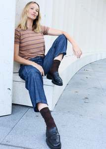 POL Sable Striped Tee Choc/Blue