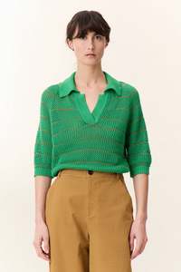 Sweaters Knitwear: Leon & Harper Stripe Polo Shirt Knit