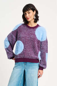 POM Sweater Dots Plum