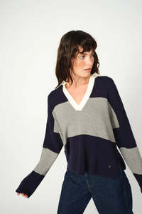 Mos Mosh Wylie Tani Bold Stripe Knit - Maratime Blue