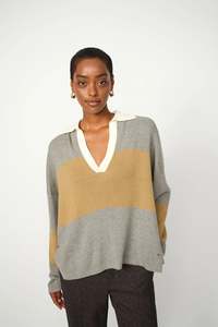 Mos Mosh Wylie Tani Bold Stripe Knit - True Camel