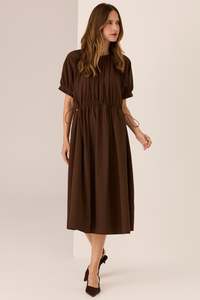 POL Tech Drawcord Dress - Chocolate